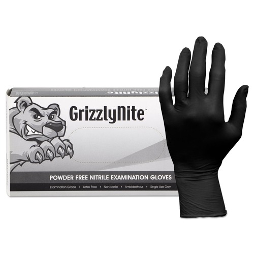 Cleaning Gloves | HOSPECO GL-N105FX ProWorks GrizzlyNite Nitrile Gloves - X-Large Black (1000/Carton) image number 0
