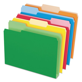 PRODUCTS | Pendaflex 54460EE 1/3-Cut Tabs: Assorted Letter Size Double Stuff File Folders - Assorted Colors (50/Pack)
