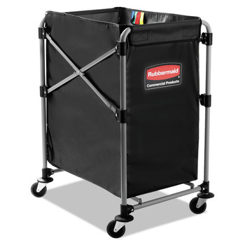 Rubbermaid Commercial 1881749 4.98 cu ft. 20.33 in. x 24.1 in. x 34 in. Collapsible X-Cart - Black/Silver