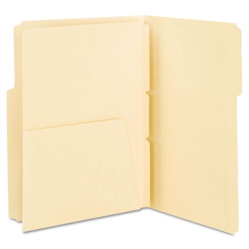File Folders | Smead 68030 1 Fastener Letter Size Self-Adhesive Folder Dividers with 5.5 in. Pockets for Top/End Tab Folders - Manila (25/Pack) image number 0