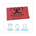 Storage Accessories | Boardwalk A8046PRK 40 in. x 46 in. 45 gal. 1.3 mil Linear Low Density Health Care Trash Can Liners - Red (100/Carton) image number 1