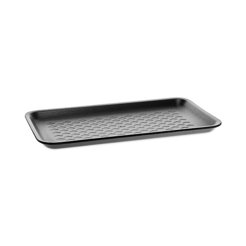 Food Trays, Containers, and Lids | Pactiv Corp. 51P910S 10.88 in. x 5.88 in. x 0.69 in. No. 10S Foam Supermarket Tray - Black (500/Carton) image number 0