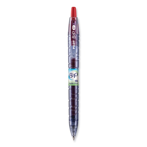 Pens | Pilot 31602 Fine 0.7 mm Retractable Red Ink B2P Bottle-2-Pen Recycled Gel Pen - Translucent Blue Barrel (1-Dozen) image number 0