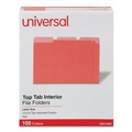 File Folders | Universal UNV12303 1/3-Cut Assorted Tab Interior File Folders - Letter Size, Red (100/Box) image number 0