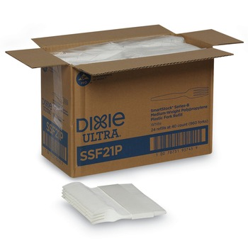 Dixie SSF21P SmartStock Series-B 5.8 in. Mediumweight Plastic Cutlery Forks Refill - White (40/Pack, 24 Packs/Carton)