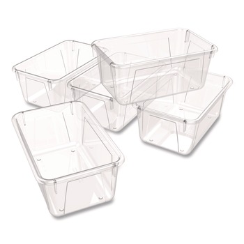 Storex 62464U05C Cubby Bin, 1.8 gal, 7.8-in x 12.09-in x 5.18-in, Clear, 5/Pack