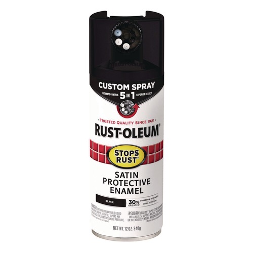 Painting | Rust-Oleum 376869 Stops Rust 5-in-1 Spray Paint, Satin Black, 12 oz Aerosol Can image number 0