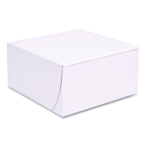 Food Trays, Containers, and Lids | SCT 1541 8 in. x 8 in. x 4 in. Standard Paper One-Piece Non-Window Bakery Boxes - White (250/Bundle) image number 0