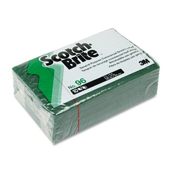 Scotch-Brite PROFESSIONAL 96CC 6 in. x 9 in. Commercial Scouring Pad 96 - Green (10/Pack)