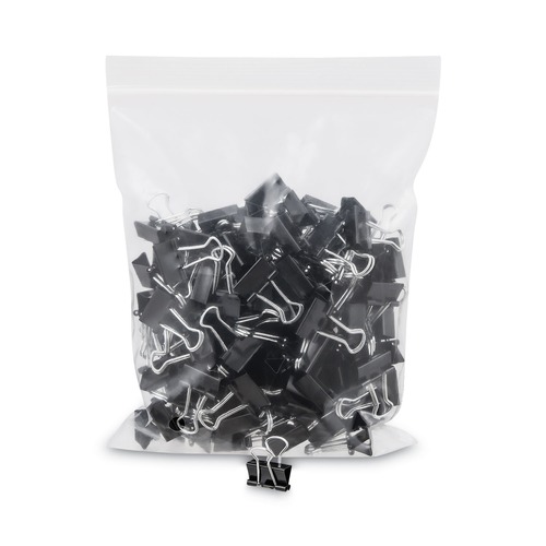 Binding Spines & Combs | Universal UNV10199VP Binder Clips in Zip-Seal Bag - Mini, Black/Silver (144/Pack) image number 0