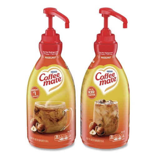  | Coffee-Mate 12039865 1.5 L Pump Bottle Liquid Coffee Creamer - Hazelnut (2/Carton) image number 0