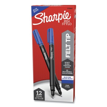PENS | Sharpie 1742664 Water-Resistant Ink Stick Fine 0.4 mm Porous Point Pen - Blue Ink, Black/Blue Barrel (1-Dozen)