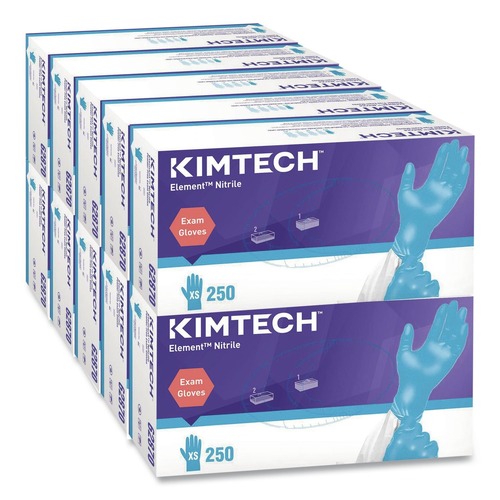 Disposable Gloves | Ansell 62870 Kimtech Element Nitrile Exam Gloves - X-Small, Blue (2500/Carton) image number 0