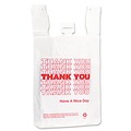 Food Service | Inteplast Group THW2VAL 12 in. x 7 in. x 23 in. HDPE T-Shirt Bags - White/Red (500/Carton) image number 0