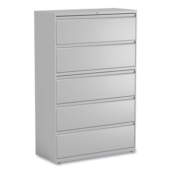 Alera 25514 42 in. x 18.63 in. x 67.63 in. Roll-Out Posting Shelf 5 Lateral File Drawer - Legal/Letter/A4/A5 Size - Light Gray
