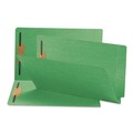 File Folders | Smead 28140 0.75 in. Expansion Heavyweight Colored End Tab Fastener Folders - Green Exterior/Legal Size (50/Box) image number 0
