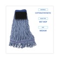 Mops | Boardwalk BWK902BL Loop-End Mop Head with Scrub Pad - Medium, Blue (12/Carton) image number 3