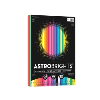 Astrobrights 91398-01 8.5 in. x 11 in. 65 lbs. Cover Weight Color Cardstock - Assorted Colors (100/Pack)