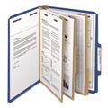 File Folders | Smead 14096 8 SafeSHIELD Fasteners 3 Dividers Letter Size Eight-Section Pressboard Top Tab Classification Folders - Dark Blue (10/Box) image number 2