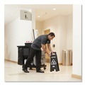Cleaning Carts | Rubbermaid Commercial 1867505 Executive 2-Sided 10-9/10 in. x 26-1/10 in. Multi-Lingual Caution Sign - Black/White image number 3