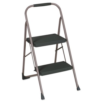 PRODUCTS | Cosco 11308PBL1E 20.5 in. Working Height 22 in. Spread 200 lbs. Capacity 2-Step Big Step Folding Stool - Black/Gray