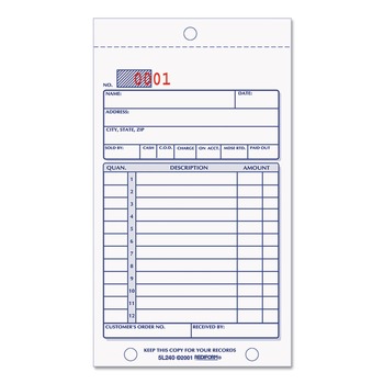 Rediform 5L240 3.63 in. x 6.38 in. 12 Lines 2-Part Carbonless Sales Book