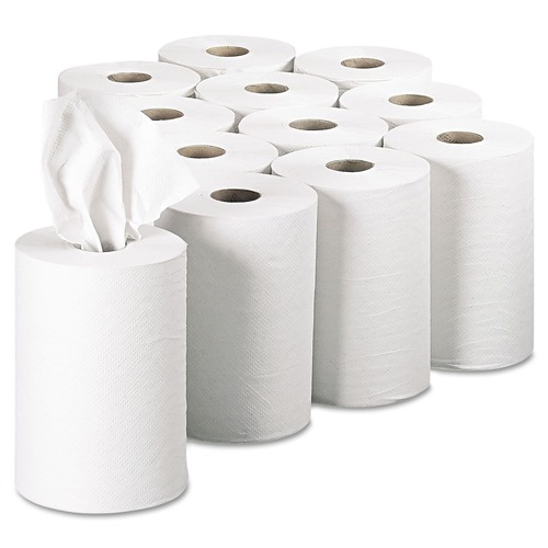 Just Launched | Georgia Pacific Professional 28706 Pacific Blue Basic 7.88 in. x 350 ft. 1-Ply Nonperforated Paper Towels - White (12-Rolls/Carton) image number 0