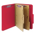 File Folders | Smead 14082 6 SafeSHIELD Fasteners 2 Dividers Letter Size 6-Section Pressboard Top Tab Pocket Classification Folders - Bright Red (10/Box) image number 0