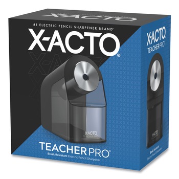 PENS PENCILS AND MARKERS | X-ACTO 1675X Model 1675 TeacherPro Classroom AC-Powered 4 in. x 7.5 in. x 8 in. Electric Pencil Sharpener - Black/Silver/Smoke