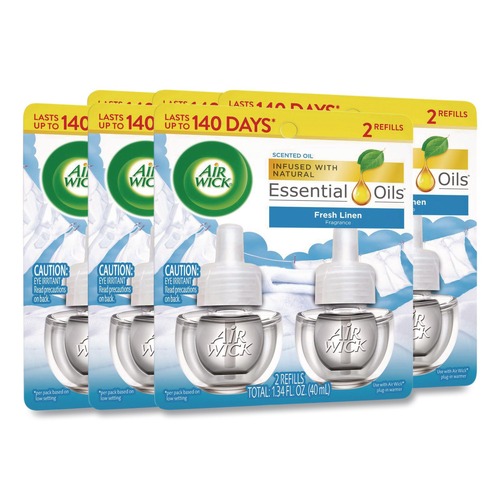 Odor Control | Air Wick 62338-82291 0.67 oz. Scented Oil Twin Refill - Fresh Linen (6/Carton) image number 0