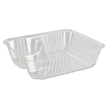 Dart C56NT2 5 in. x 6 in. x 1.5 in. 2-Compartments ClearPac Small Nacho Plastic Tray - Clear (500/Carton)