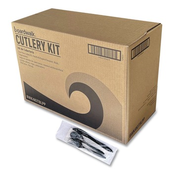 Boardwalk BWK4KITBLPP 4-Piece Mediumweight Cutlery Kit - Black (250/Carton)