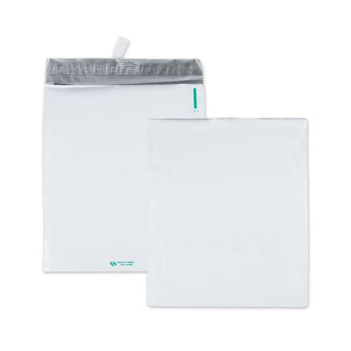 Envelopes & Mailers | Quality Park QUA46390 11 x 13 Redi-Strip Square Flap Poly Expansion Mailer - White (100/Carton) image number 0