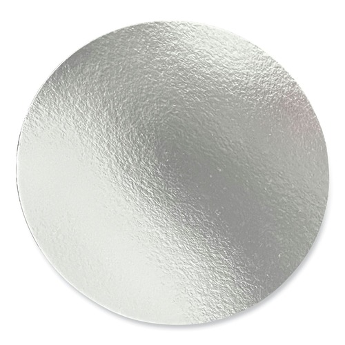 Food Trays, Containers, and Lids | Boardwalk BWKROUND7FLID 7 in. Flat Paper Lids Aluminum Round for To-Go Containers - Silver (500/Carton) image number 0