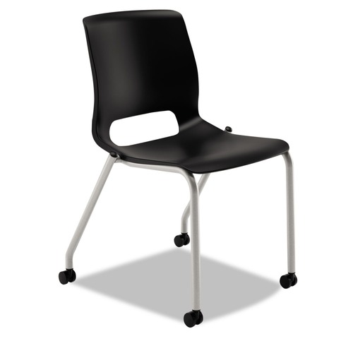 Office Chairs | HON HMG1.N.A.ON.PLAT Motivate 300 lbs. Capacity Armless Four-Leg Stacking Chair - Onyx/Black/Platinum (2/Carton) image number 0