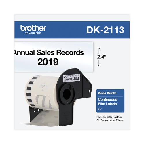 Labels | Brother DK2113 2.4 in. x 50 ft. Continuous Film Label Tape - Clear (1-Roll) image number 0