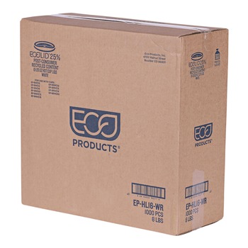 BREAKROOM SUPPLIES | Eco-Products EP-HL16-WR Ecolid 25% Recy Content Hot Cup Lid fits 10 - 20 oz. - White (1000/Carton)