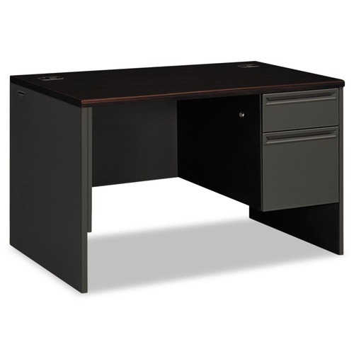 Just Launched | HON H38251.N.S 48 in. x 30 in. x 29.5 in. 38000 Series Right Pedestal Desk - Mahogany/Charcoal image number 0