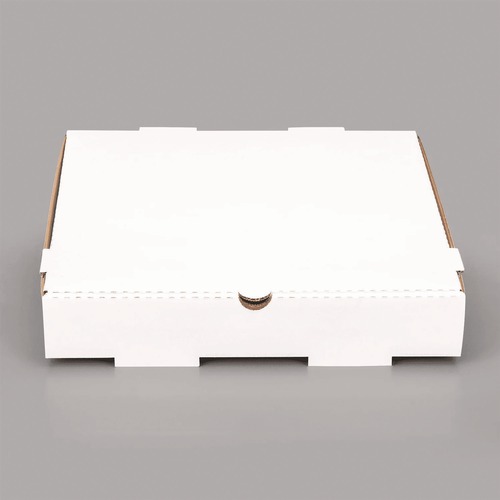 Food Trays, Containers, and Lids | Karat FP-PBF12W 12 in. x 12 in. x 1.97 in. Corrugated Paper Boxes - White/Brown (50/Bundle) image number 0
