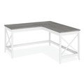 Office Desks & Workstations | Alera ALEWSF5959GY 58.27 in. x 58.27 in. x 29.53 in. L-Shaped Farmhouse Desk - Gray/White image number 0