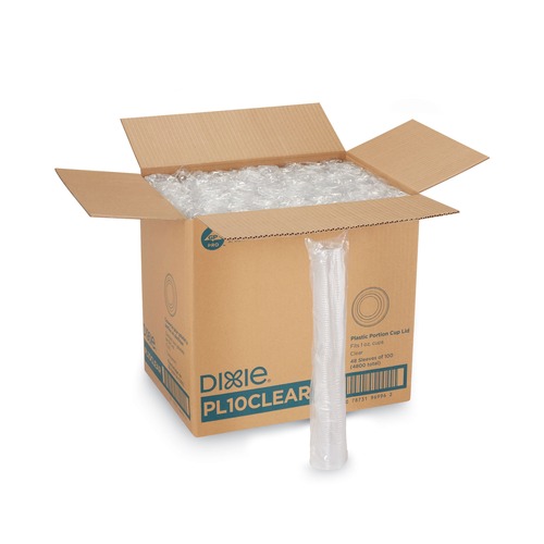 Food Trays, Containers, and Lids | Dixie PL10CLEAR Plastic Portion Cup Lid Fits 1 oz. Portion Cups - Clear (4800/Carton) image number 0