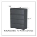 Office Filing Cabinets & Shelves | Alera 25511 42 in. x 18.63 in. x 52.5 in. 4-Drawer Lateral File - Charcoal image number 8