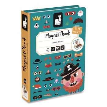 PRODUCTS | Janod J02716 Ages 3 to 8 Boy's Crazy Faces Magneti'books