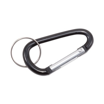 Advantus 75555 (10) 1 in. x 2 in. Carabiners (10) 1 in. Diameter Key Rings Aluminum Carabiner Key Chains - Black/Silver (10/Pack)