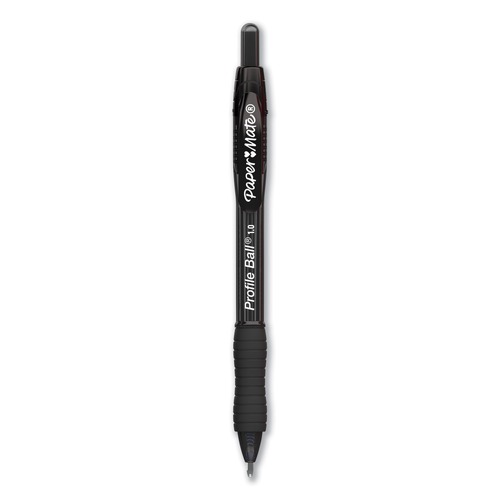 Pens | Paper Mate 2095470 Profile 1 mm Retractable Ballpoint Pen - Black Ink/Translucent Black Barrel/Medium (1-Dozen) image number 0
