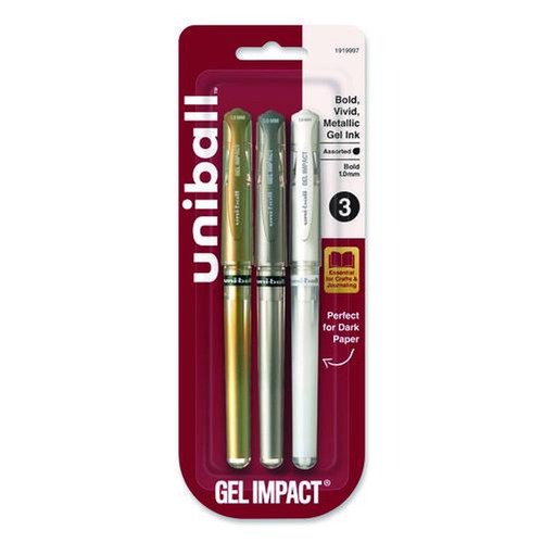 Pens | uni-ball 1919997 Signo Gel Impact 1 mm Stick Gel Pen - Assorted Metallic Ink and Barrel Colors/Bold (3-Piece/Set) image number 0