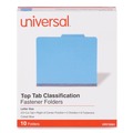 File Folders | Universal UNV10301 Bright Colored 2-Divider Letter Size Pressboard Classification Folders - Cobalt Blue (10/Box) image number 1