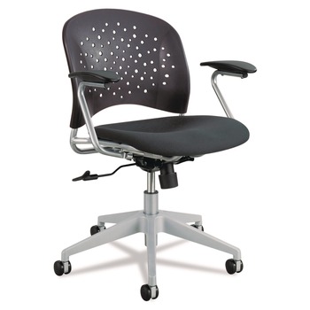 Safco 6803BL Reve Round Back Task Chair Supports Up To 250 Lb 18-in To 22.5-in Seat Height Black Seat/back Silver Base
