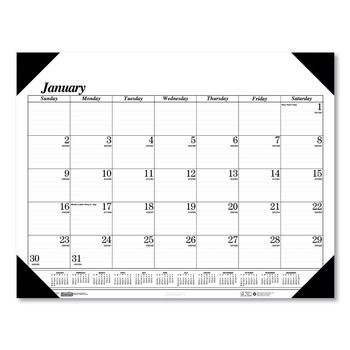 House of Doolittle 0124-02 18.5 x 13 12-Month (Jan-Dec 2025) Recycled One-Color Dated Monthly Desk Pad Calendar - White Sheets/Black Binding/Corners
