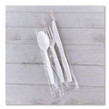 Cutlery | Boardwalk BWK3KITHVYWH 3-Piece Polystyrene Fork/Knife/Teaspoon Cutlery Kit - White (250/Carton) image number 4